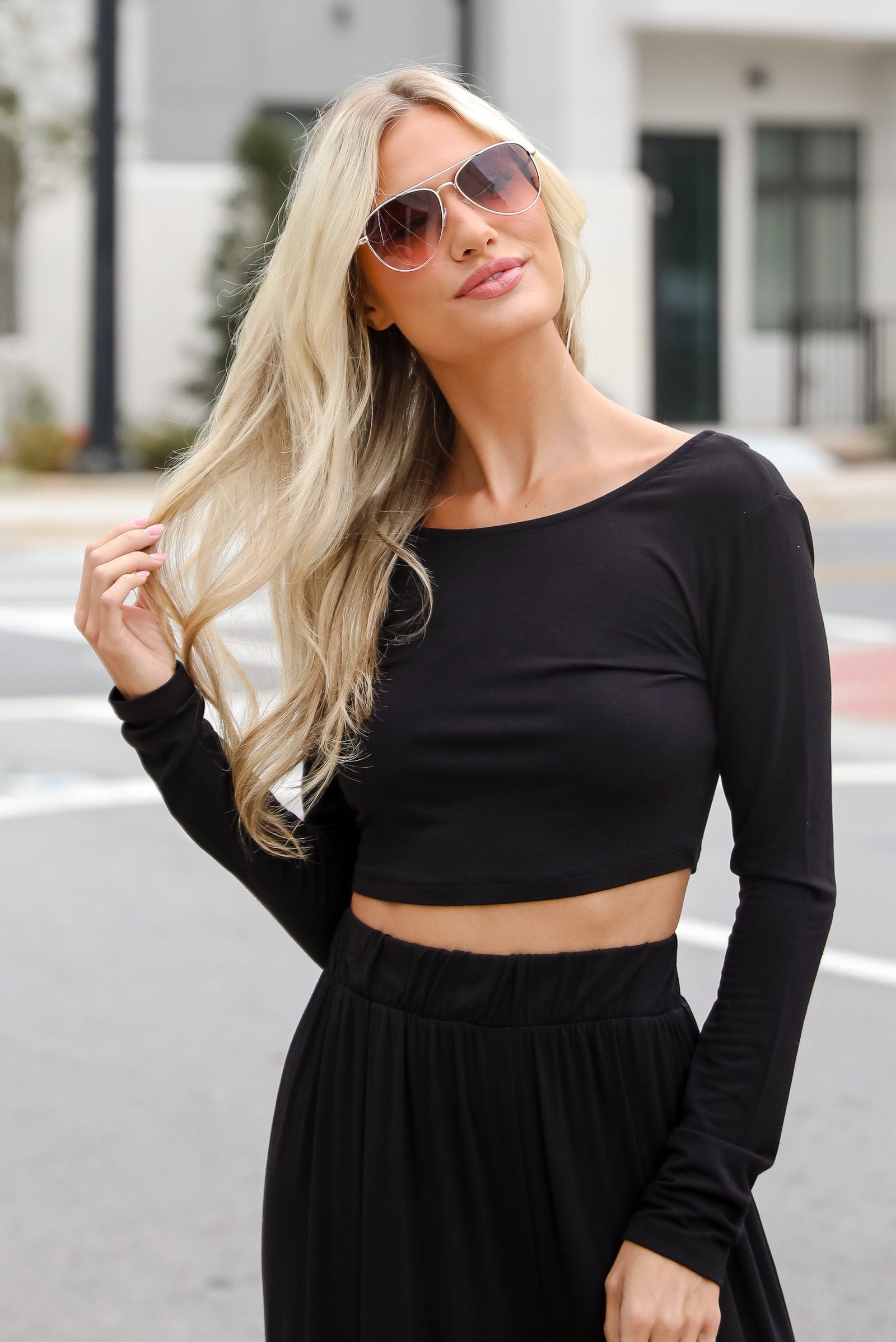 Expert Charm Black Crop Top - DU DEAL