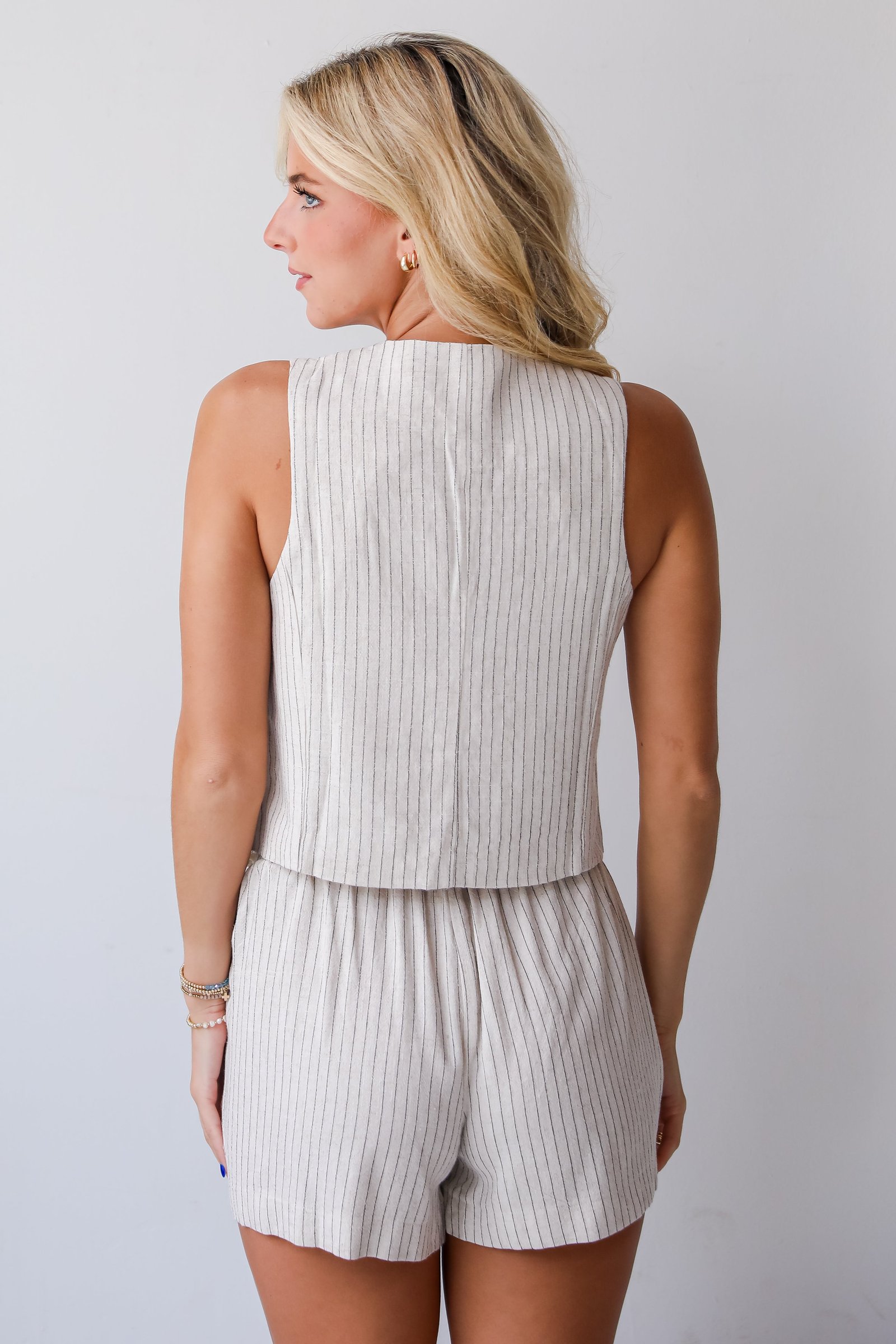 Absolutely Thriving Cream Striped Vest - DU DEAL